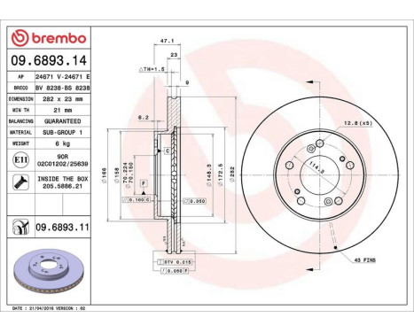 Bromsskiva COATED DISC LINE 09.6893.11 Brembo, bild 3