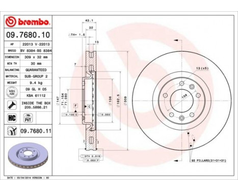 Bromsskiva COATED DISC LINE 09.7680.11 Brembo, bild 2