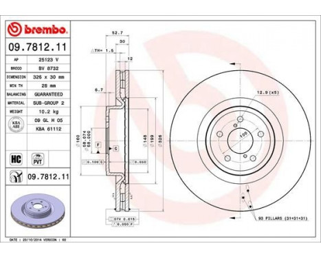 Bromsskiva COATED DISC LINE 09.7812.11 Brembo, bild 2