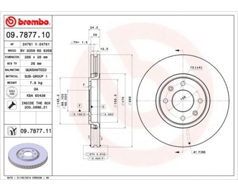 Bromsskiva COATED DISC LINE 09.7877.11 Brembo, bild 2