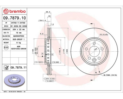 Bromsskiva COATED DISC LINE 09.7879.11 Brembo, bild 3