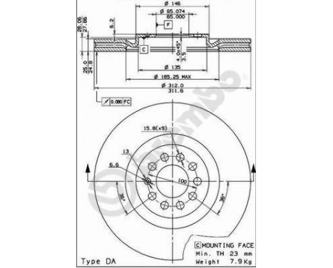 Bromsskiva COATED DISC LINE 09.7880.11 Brembo, bild 2