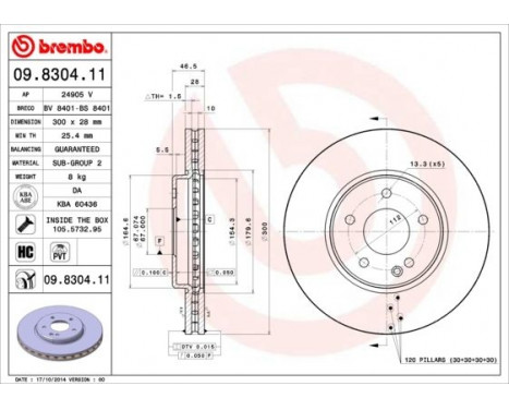 Bromsskiva COATED DISC LINE 09.8304.11 Brembo, bild 3