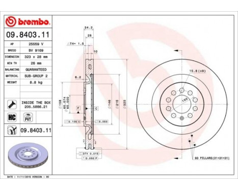 Bromsskiva COATED DISC LINE 09.8403.11 Brembo, bild 2