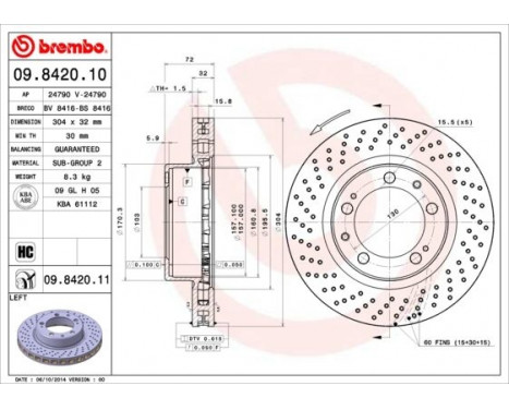 Bromsskiva COATED DISC LINE 09.8420.11 Brembo, bild 2