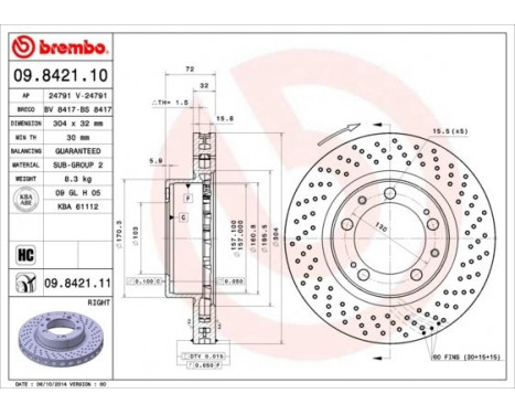 Bromsskiva COATED DISC LINE 09.8421.11 Brembo, bild 2