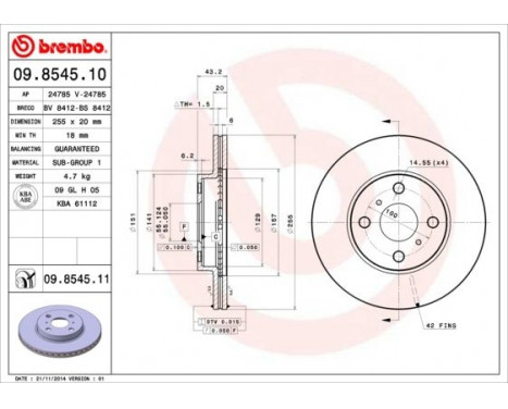 Bromsskiva COATED DISC LINE 09.8545.11 Brembo, bild 2