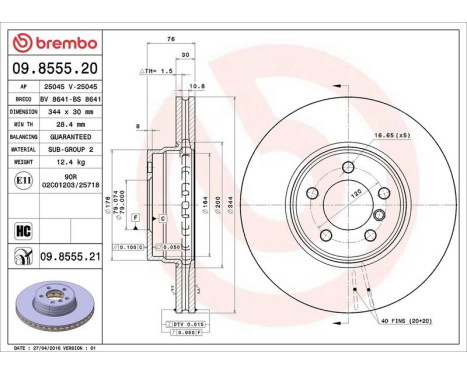 Bromsskiva COATED DISC LINE 09.8555.21 Brembo, bild 2