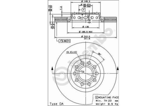 Bromsskiva COATED DISC LINE 09.8690.11 Brembo, bild 2
