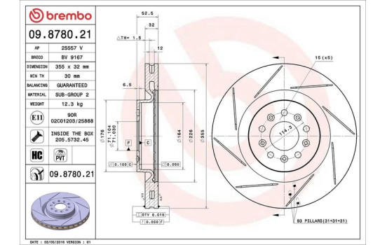 Bromsskiva COATED DISC LINE 09.8780.21 Brembo, bild 2