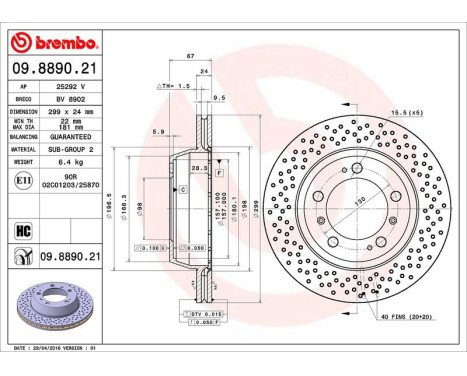 Bromsskiva COATED DISC LINE 09.8890.21 Brembo, bild 3