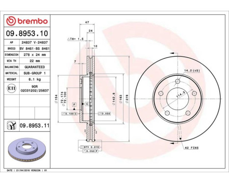 Bromsskiva COATED DISC LINE 09.8953.11 Brembo, bild 3
