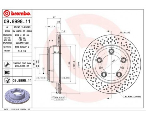 Bromsskiva COATED DISC LINE 09.8998.11 Brembo, bild 2