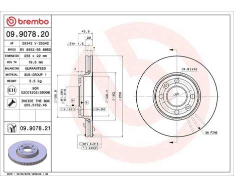 Bromsskiva COATED DISC LINE 09.9078.21 Brembo, bild 3