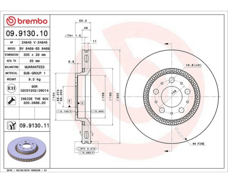 Bromsskiva COATED DISC LINE 09.9130.11 Brembo, bild 3