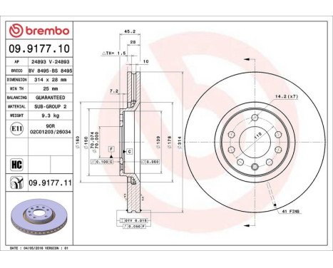 Bromsskiva COATED DISC LINE 09.9177.11 Brembo, bild 3