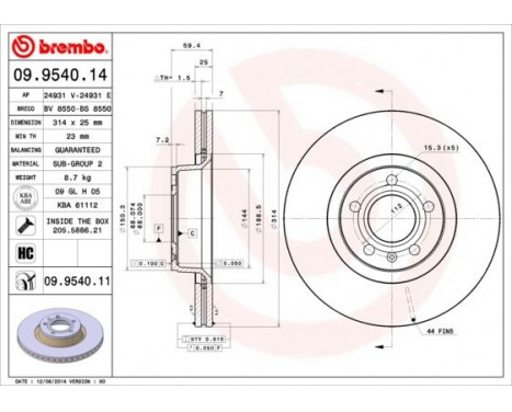 Bromsskiva COATED DISC LINE 09.9540.11 Brembo, bild 2