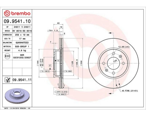 Bromsskiva COATED DISC LINE 09.9541.11 Brembo, bild 3