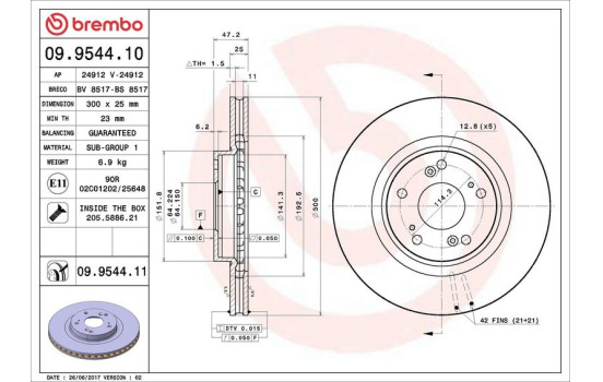 Bromsskiva COATED DISC LINE 09.9544.11 Brembo, bild 3