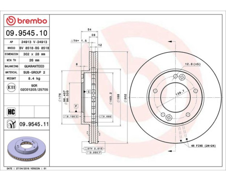 Bromsskiva COATED DISC LINE 09.9545.11 Brembo, bild 3