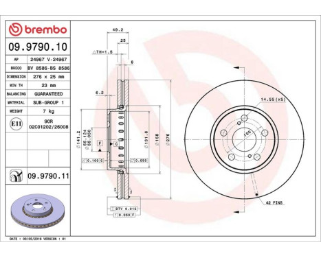 Bromsskiva COATED DISC LINE 09.9790.11 Brembo, bild 3