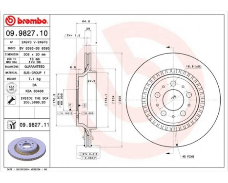 Bromsskiva COATED DISC LINE 09.9827.11 Brembo, bild 2