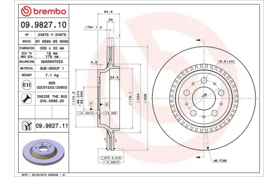 Bromsskiva COATED DISC LINE 09.9827.11 Brembo, bild 3