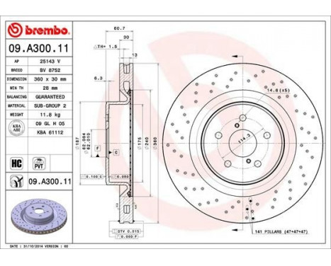 Bromsskiva COATED DISC LINE 09.A300.11 Brembo, bild 2