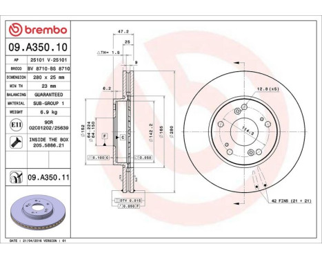 Bromsskiva COATED DISC LINE 09.A350.11 Brembo, bild 3