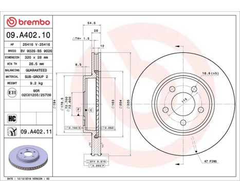 Bromsskiva COATED DISC LINE 09.A402.11 Brembo, bild 3
