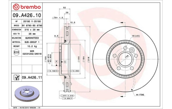 Bromsskiva COATED DISC LINE 09.A426.11 Brembo, bild 2