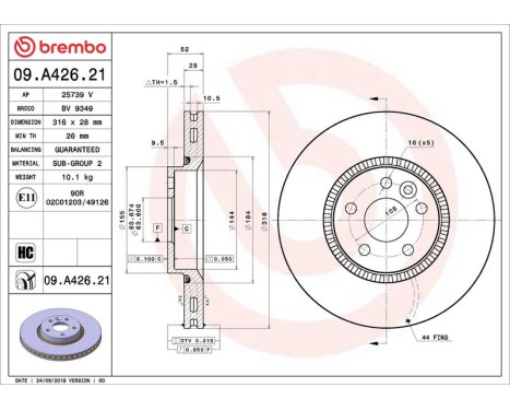 Bromsskiva COATED DISC LINE 09.A426.21 Brembo, bild 2