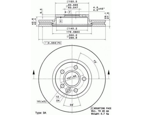 Bromsskiva COATED DISC LINE 09.A427.11 Brembo, bild 2