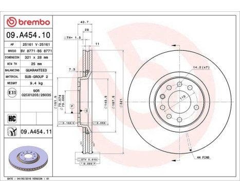 Bromsskiva COATED DISC LINE 09.A454.11 Brembo, bild 3
