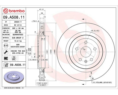 Bromsskiva COATED DISC LINE 09.A508.11 Brembo, bild 2