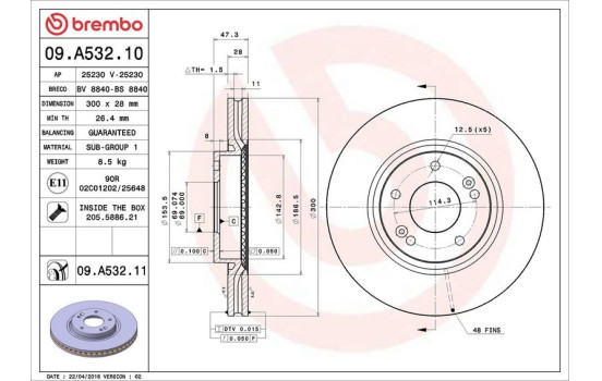Bromsskiva COATED DISC LINE 09.A532.11 Brembo, bild 3