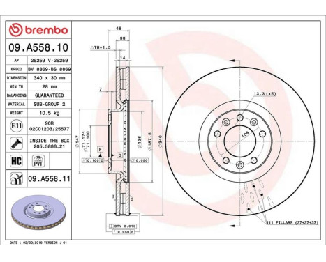Bromsskiva COATED DISC LINE 09.A558.11 Brembo, bild 3