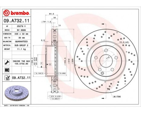 Bromsskiva COATED DISC LINE 09.A732.11 Brembo, bild 2