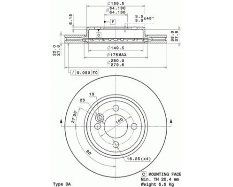 Bromsskiva COATED DISC LINE 09.A761.11 Brembo, bild 3