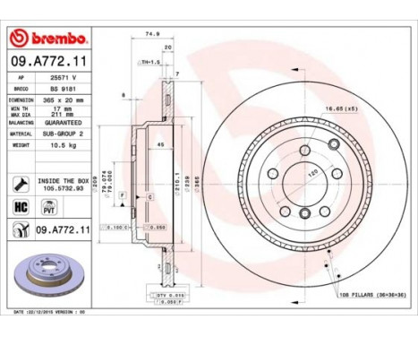 Bromsskiva COATED DISC LINE 09.A772.11 Brembo, bild 2