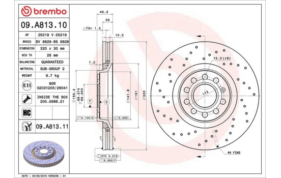 Bromsskiva COATED DISC LINE 09.A813.11 Brembo, bild 2