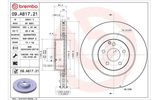 Bromsskiva COATED DISC LINE 09.A817.21 Brembo, bild 2