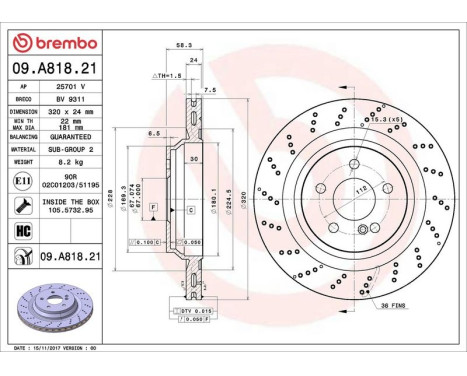 Bromsskiva COATED DISC LINE 09.A818.21 Brembo, bild 3