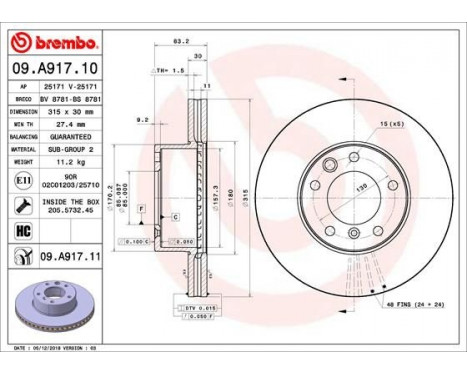 Bromsskiva COATED DISC LINE 09.A917.11 Brembo, bild 3