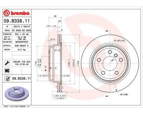 Bromsskiva COATED DISC LINE 09.B338.11 Brembo, bild 2