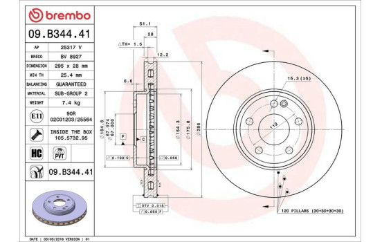 Bromsskiva COATED DISC LINE 09.B344.41 Brembo, bild 3