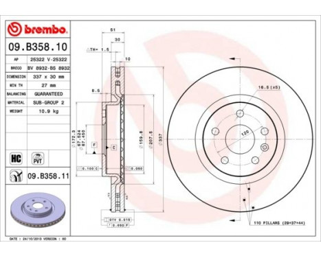 Bromsskiva COATED DISC LINE 09.B358.11 Brembo, bild 2