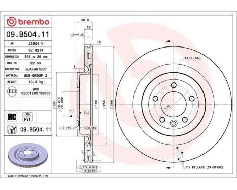Bromsskiva COATED DISC LINE 09.B504.11 Brembo, bild 3