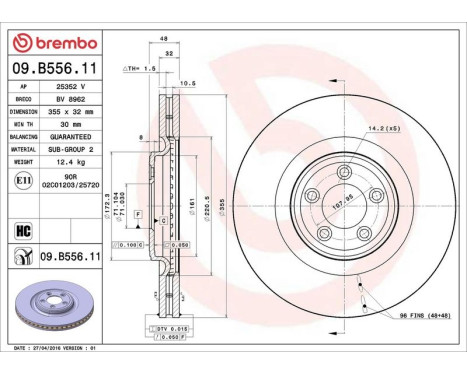 Bromsskiva COATED DISC LINE 09.B556.11 Brembo, bild 3