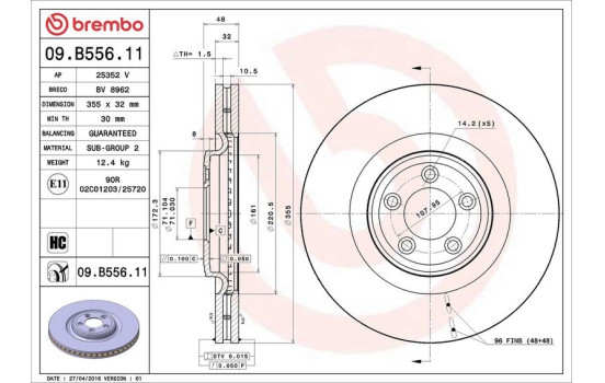 Bromsskiva COATED DISC LINE 09.B556.11 Brembo, bild 2